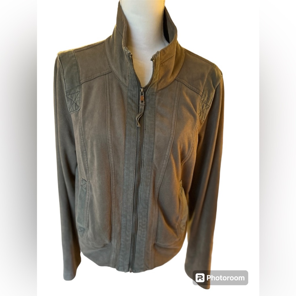 Marrakech green/grey soft suede-like jacket.  Size L